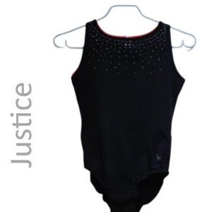 Justice Active orange black gymnastics dance leotard with gems size 16